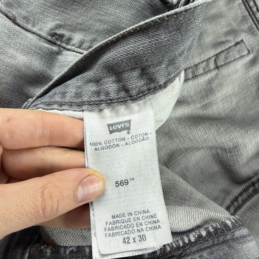 Levis 569 Loose Straight Fit Jeans Mens 42x25.5 Gray‎ Mid Rise - Picture 8 of 15